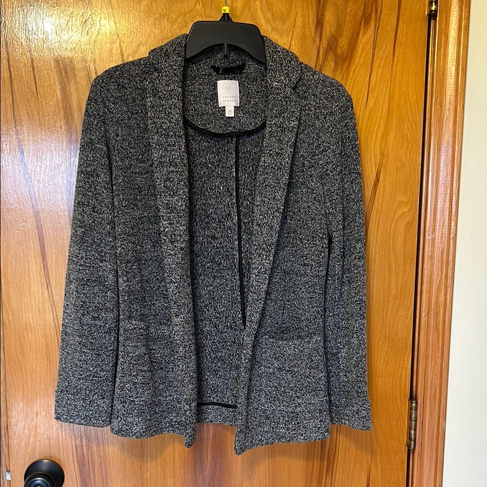 Lauren Conrad Black and Gray Open Front Cardigan NWOT